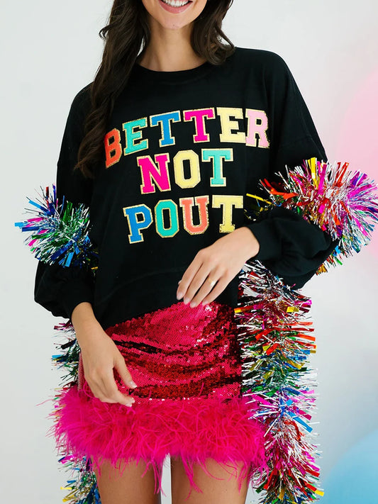 better not pout sparkle crew sweater - basil boutique