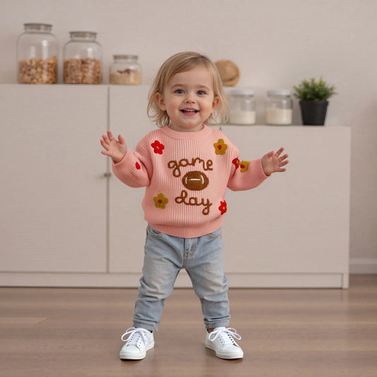 floral game day kids crew sweater