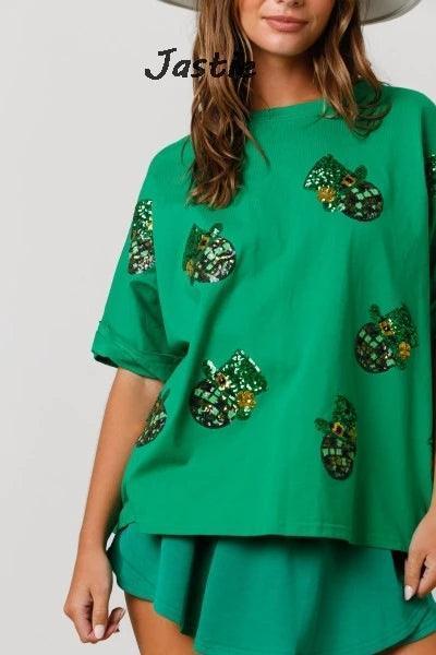 st. patty's day sequin t-shirts - basil boutique