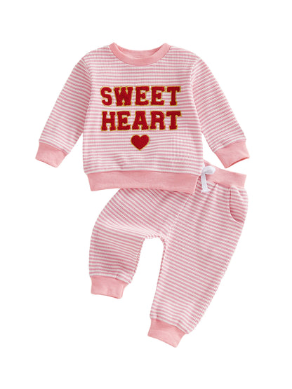 sweet heart striped kids outfit