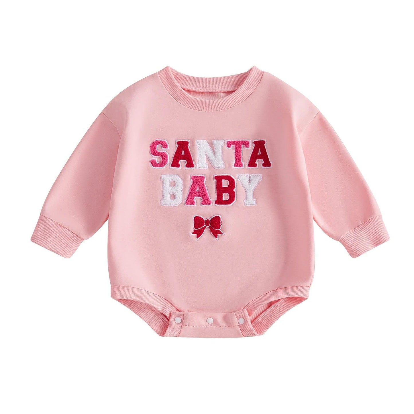 santa baby bow onesie - basil boutique