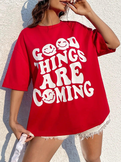 good things are coming oversized t-shirt - basil boutique