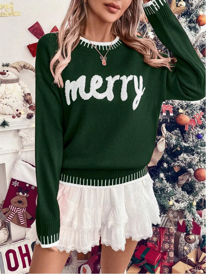 merry knit crew sweater