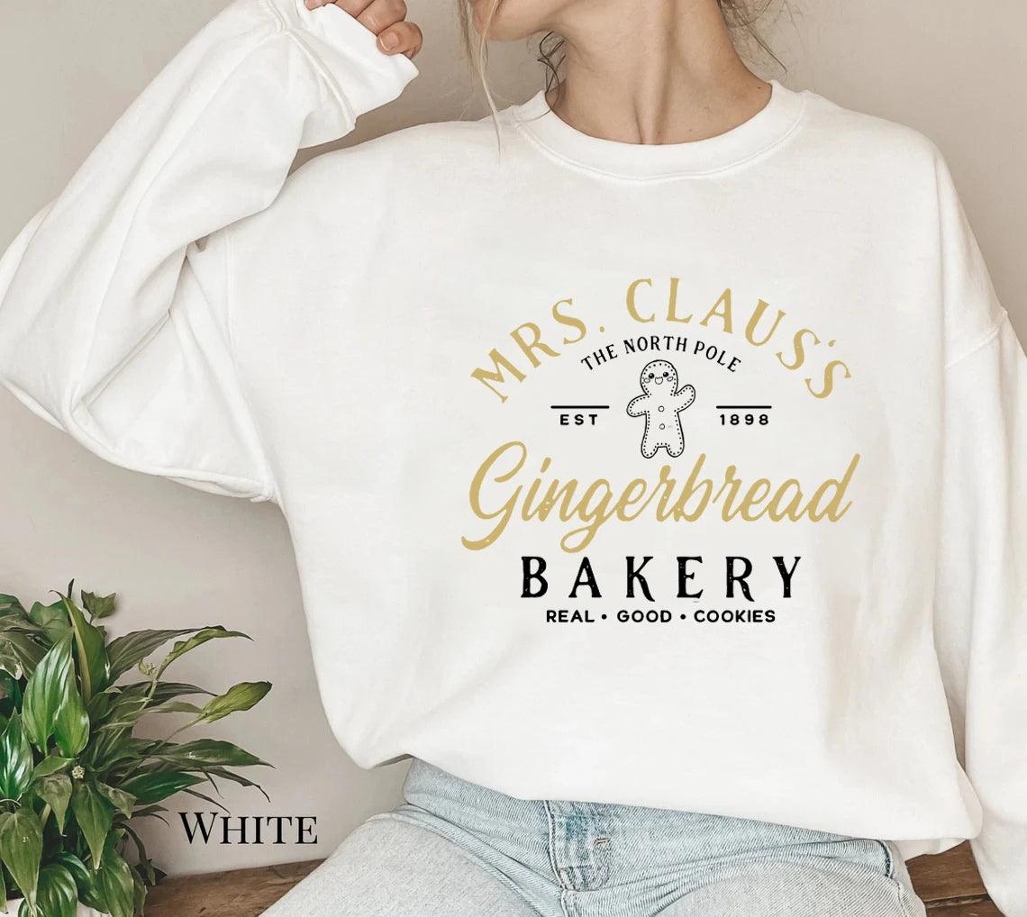 mrs. claus gingerbread bakery crew sweatshirt - basil boutique