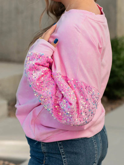 charming valentine sequin crew sweaters
