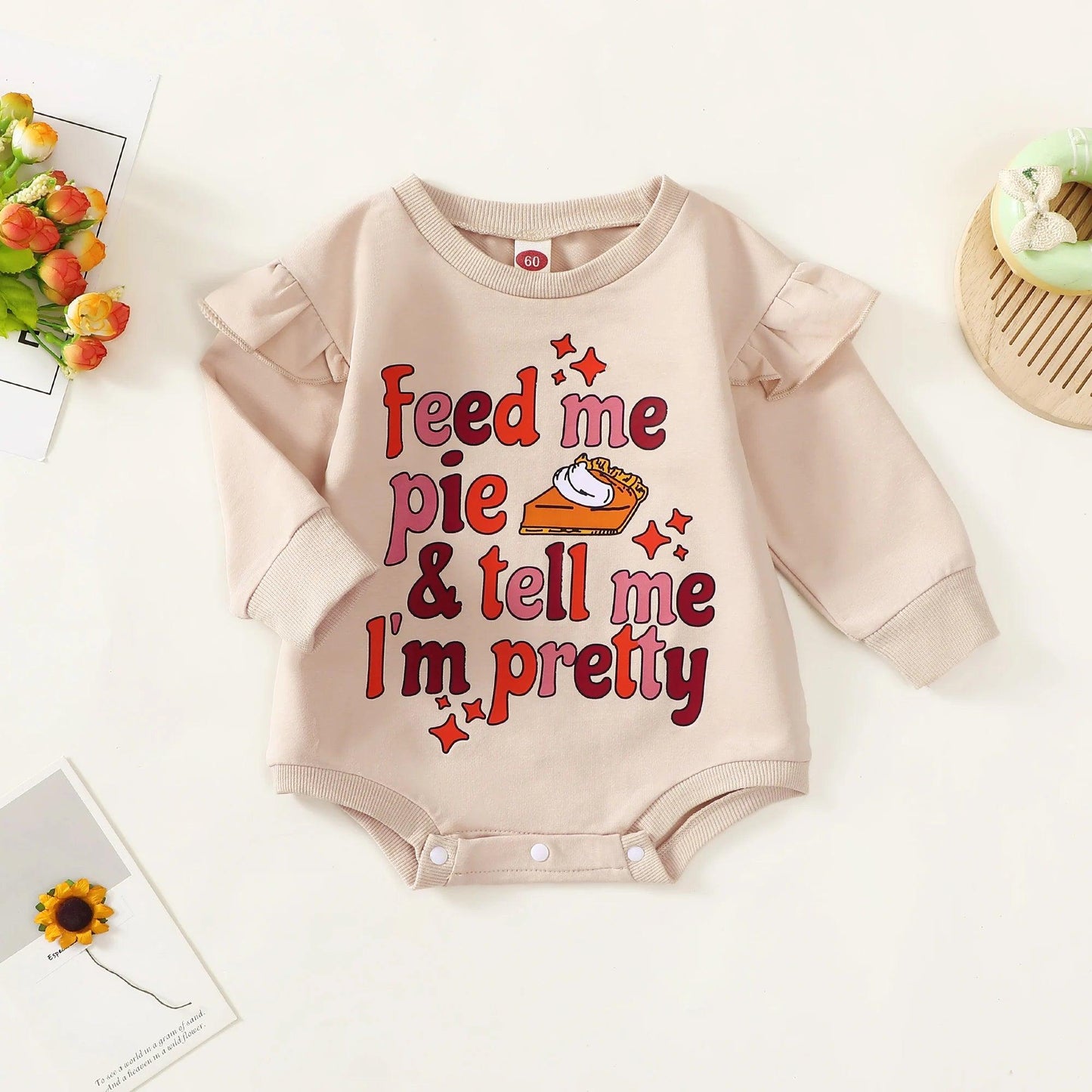 feed me pie + tell me i'm pretty onsie - basil boutique