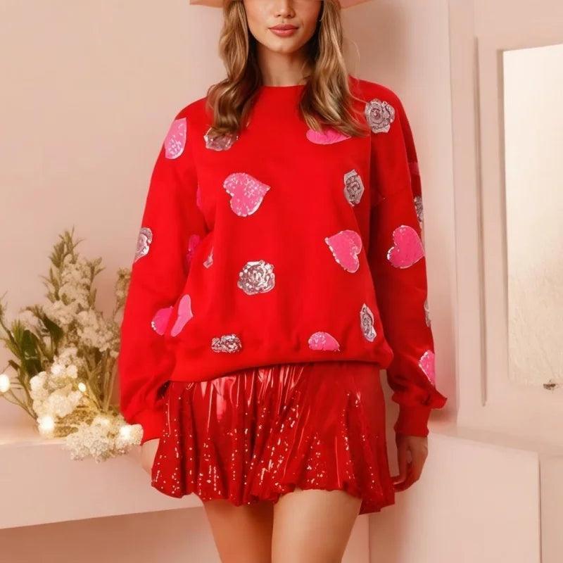 so many hearts sequin crew sweater