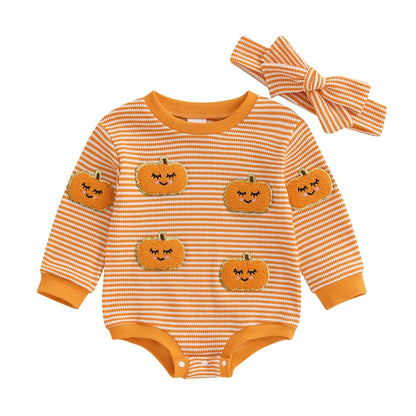 spooky season striped kids onesies