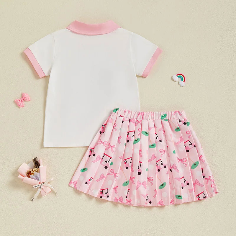 golf cart shirt + skirt kids outfit