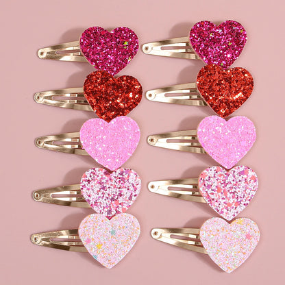 heart glitter hair clips