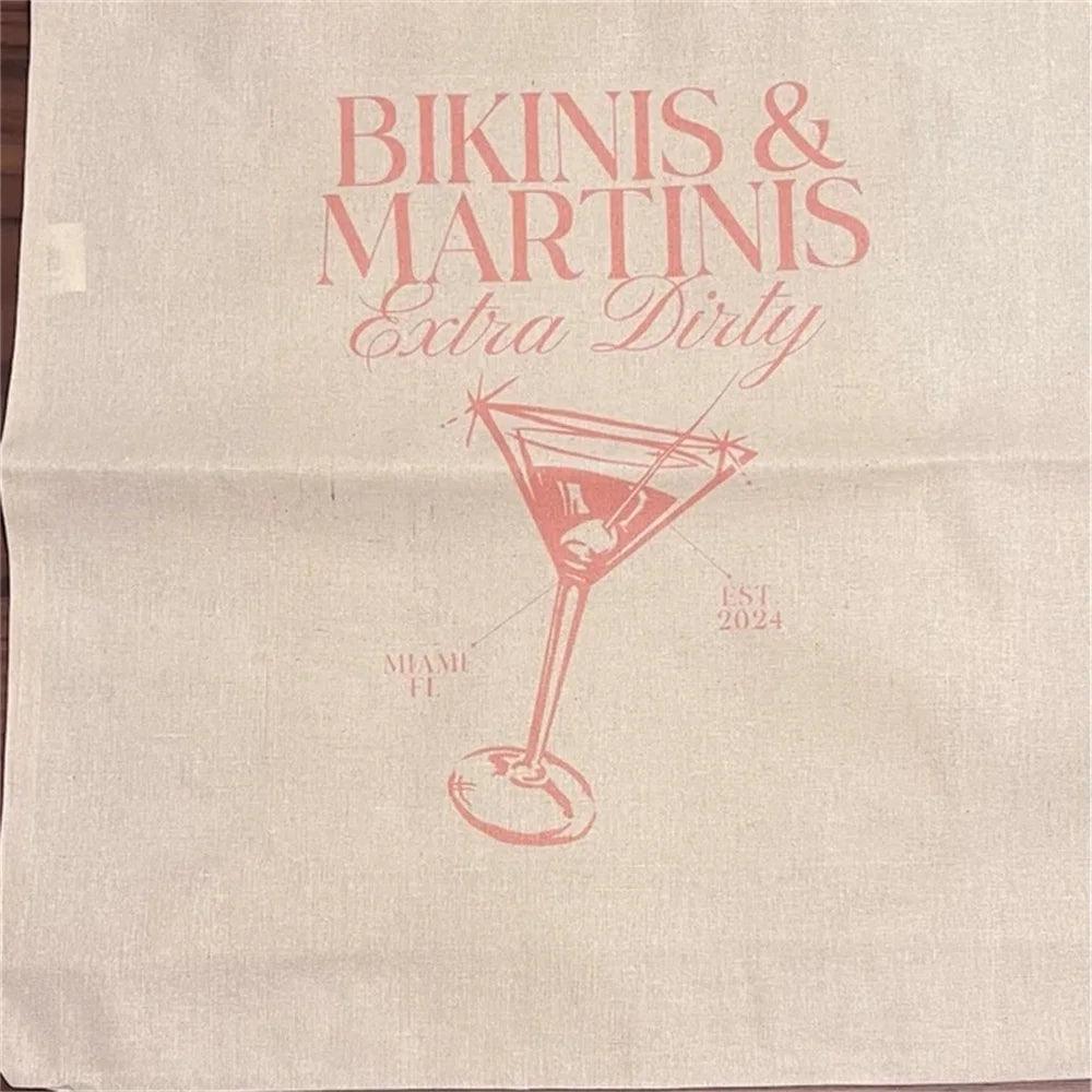 personalized bikinis + martinis tote bag - basil boutique