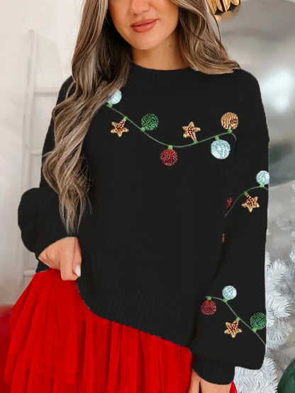 christmas garland sequin crew sweater