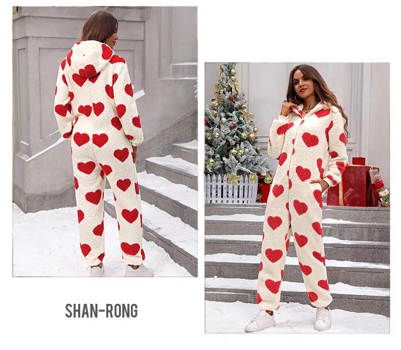 heart fleece jumpsuit - basil boutique