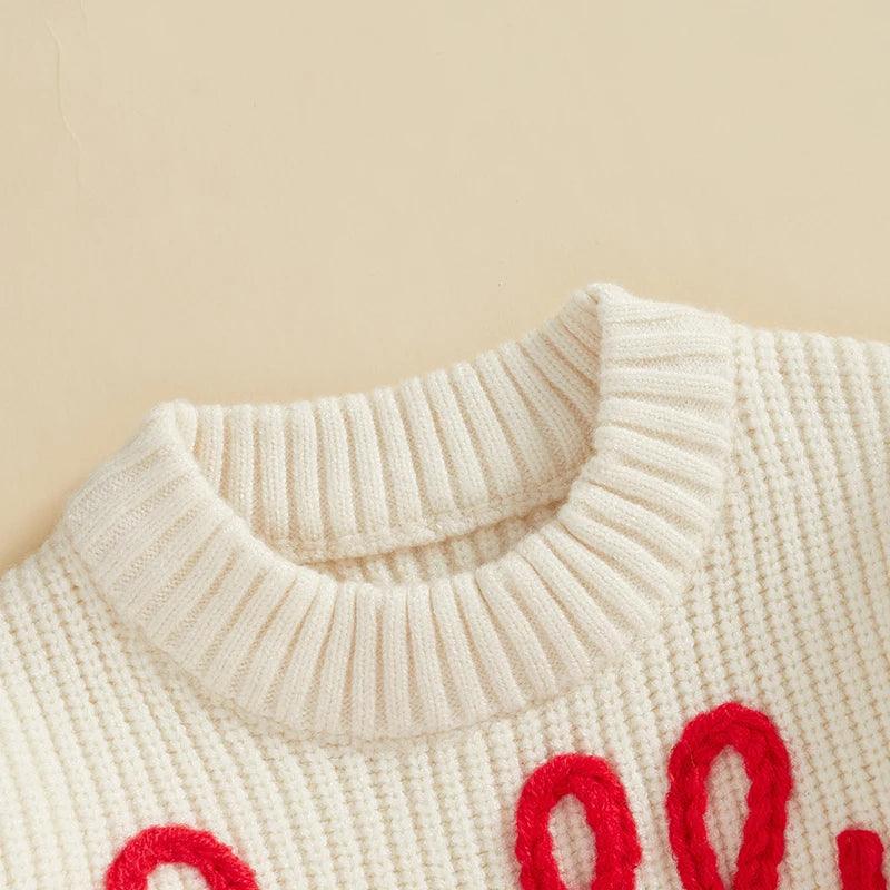 holly jolly holiday knit kids crew sweater - basil boutique