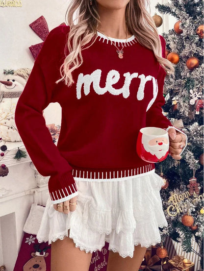 merry knit crew sweater