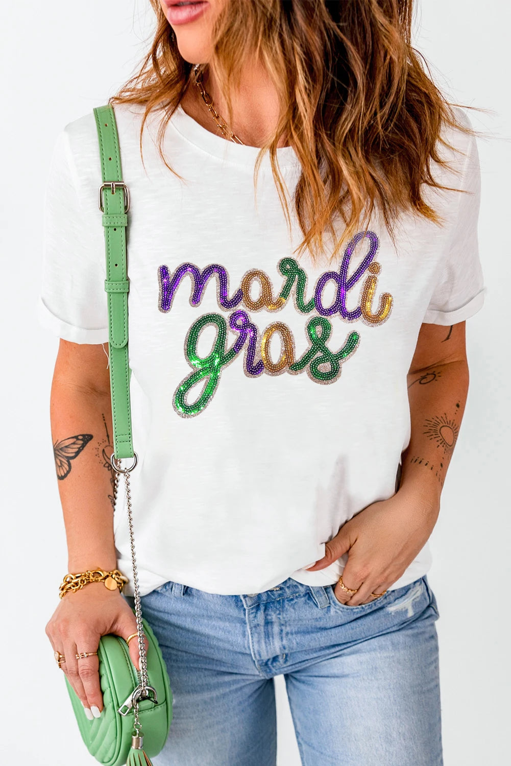 mardi gras sequin top