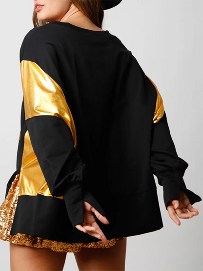 christmas cowgirl sequin crew sweater