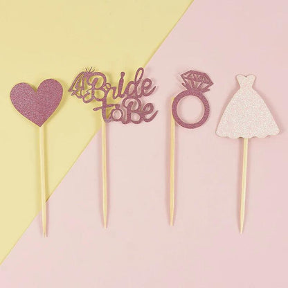 bride-to-be pink cupcake toppers - basil boutique