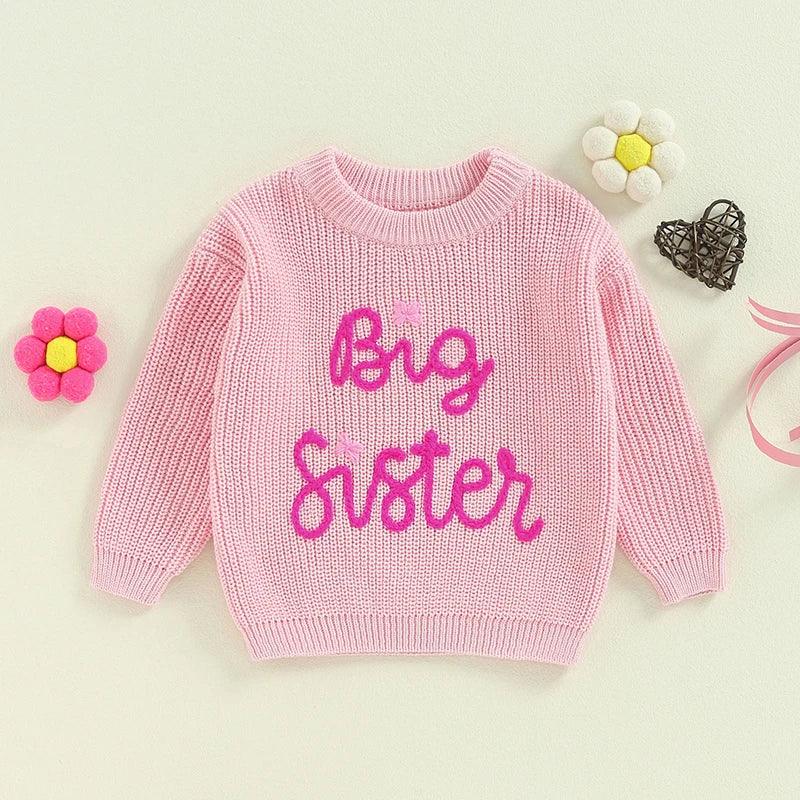 big + little sister hot pink knit sweaters - basil boutique