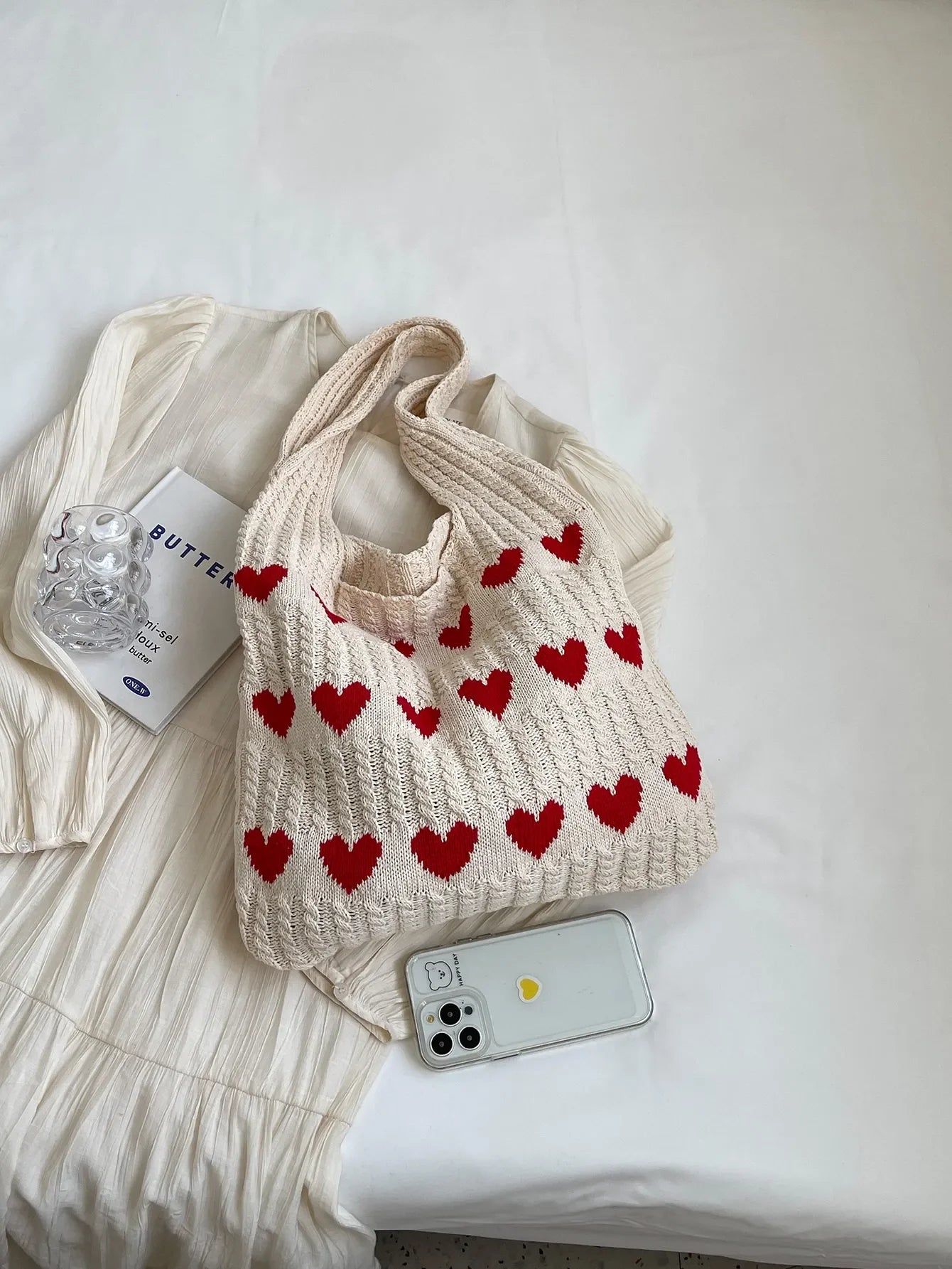 heart crochet handbag