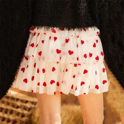 heart tulle mini skirt