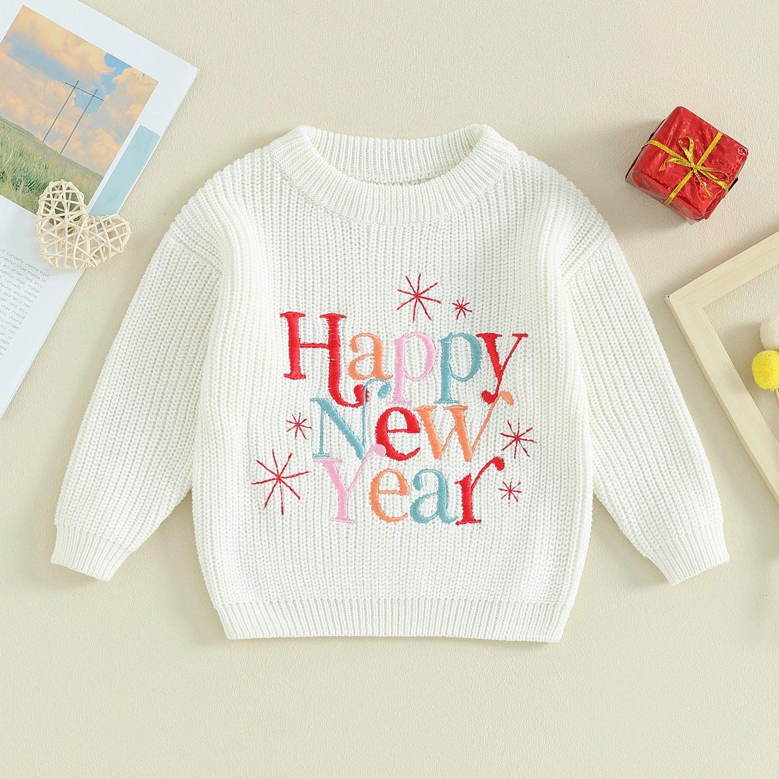 happy new year knit kids sweater - basil boutique