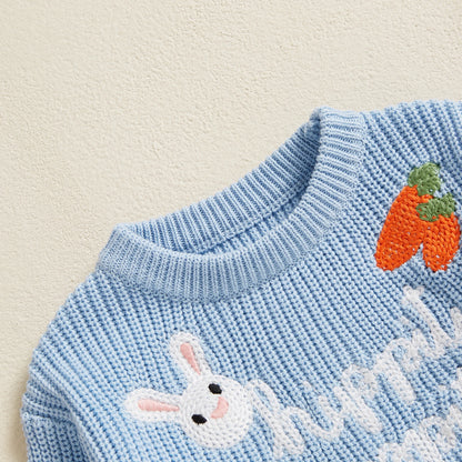 hippity hoppity knit kids crew sweater