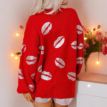 kiss me all over sequin crew sweater
