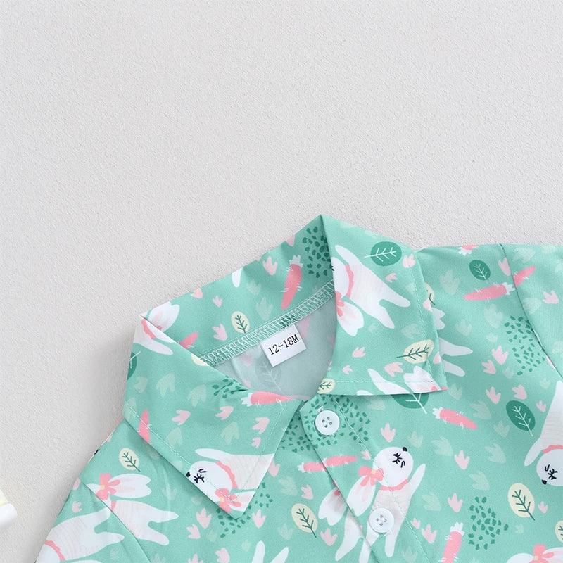 hoppy easter button down kids outfit - basil boutique