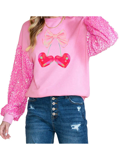 charming valentine sequin crew sweaters