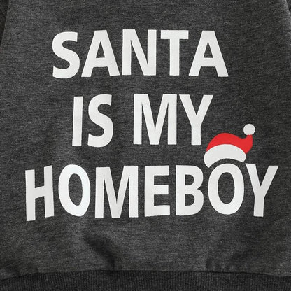 santa is my homeboy kids crew sweatshirt - basil boutique