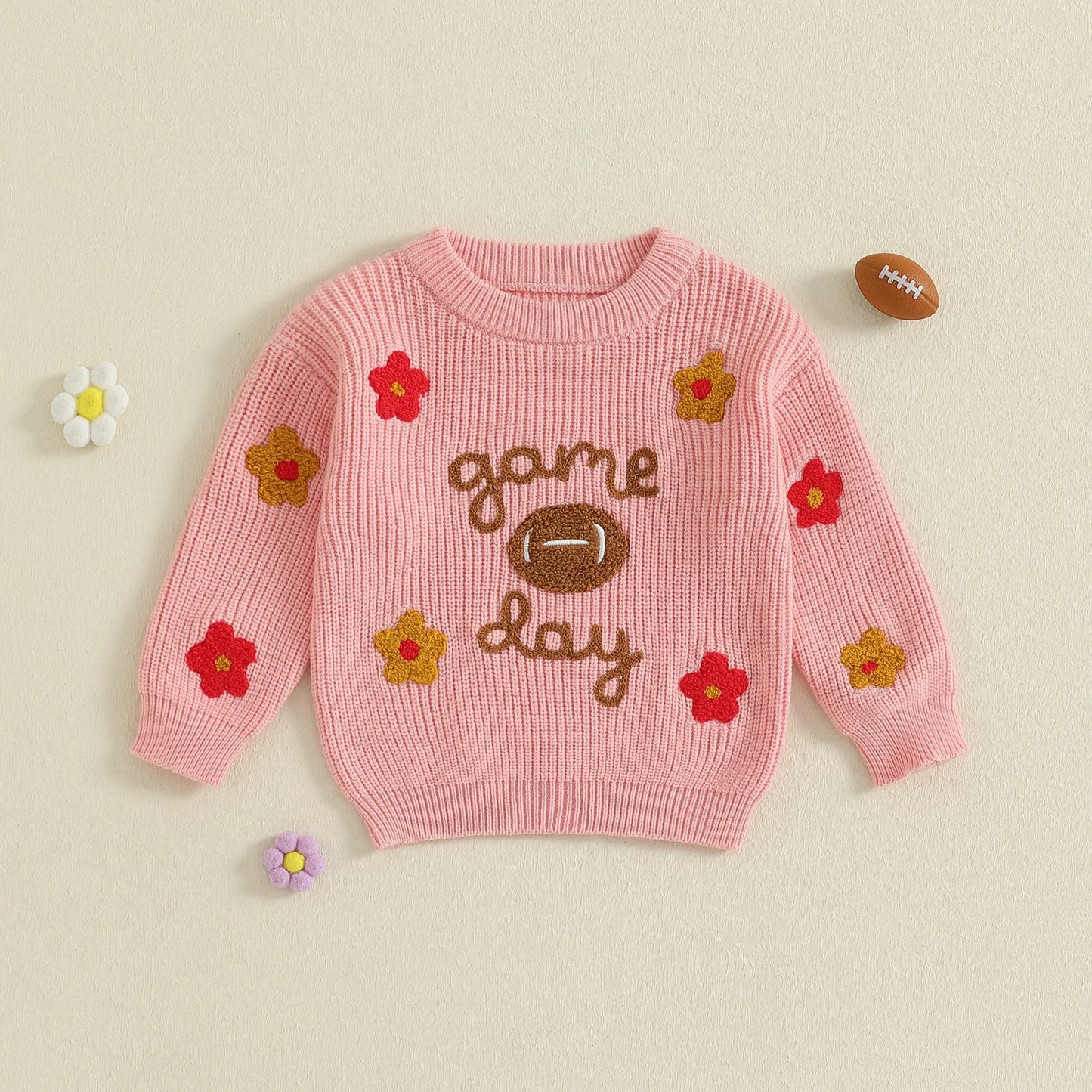floral game day kids crew sweater