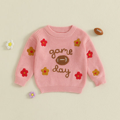 floral game day kids crew sweater