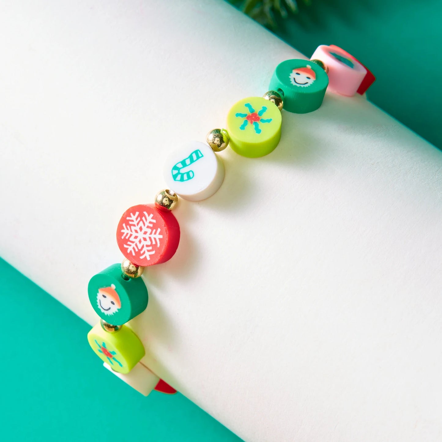 Christmas Colorful Polymer Clay Beaded Brcelets for Women Cute Cartoon Santa Claus Elk Snowflake Bracelet New Year Jewelry Gifts - basil boutique