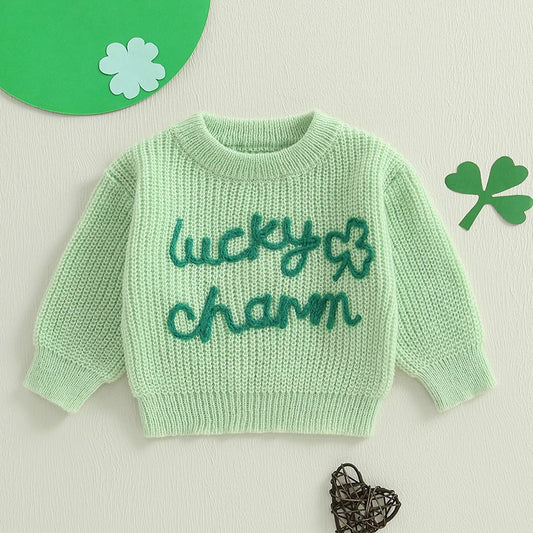lucky charm knit kids crew sweater
