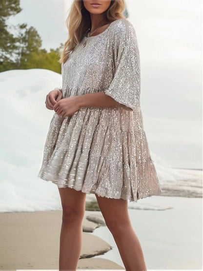 ruffle sequin party dress - basil boutique