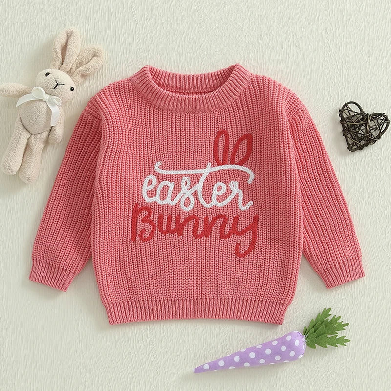 easter bunny knit kids crew sweater