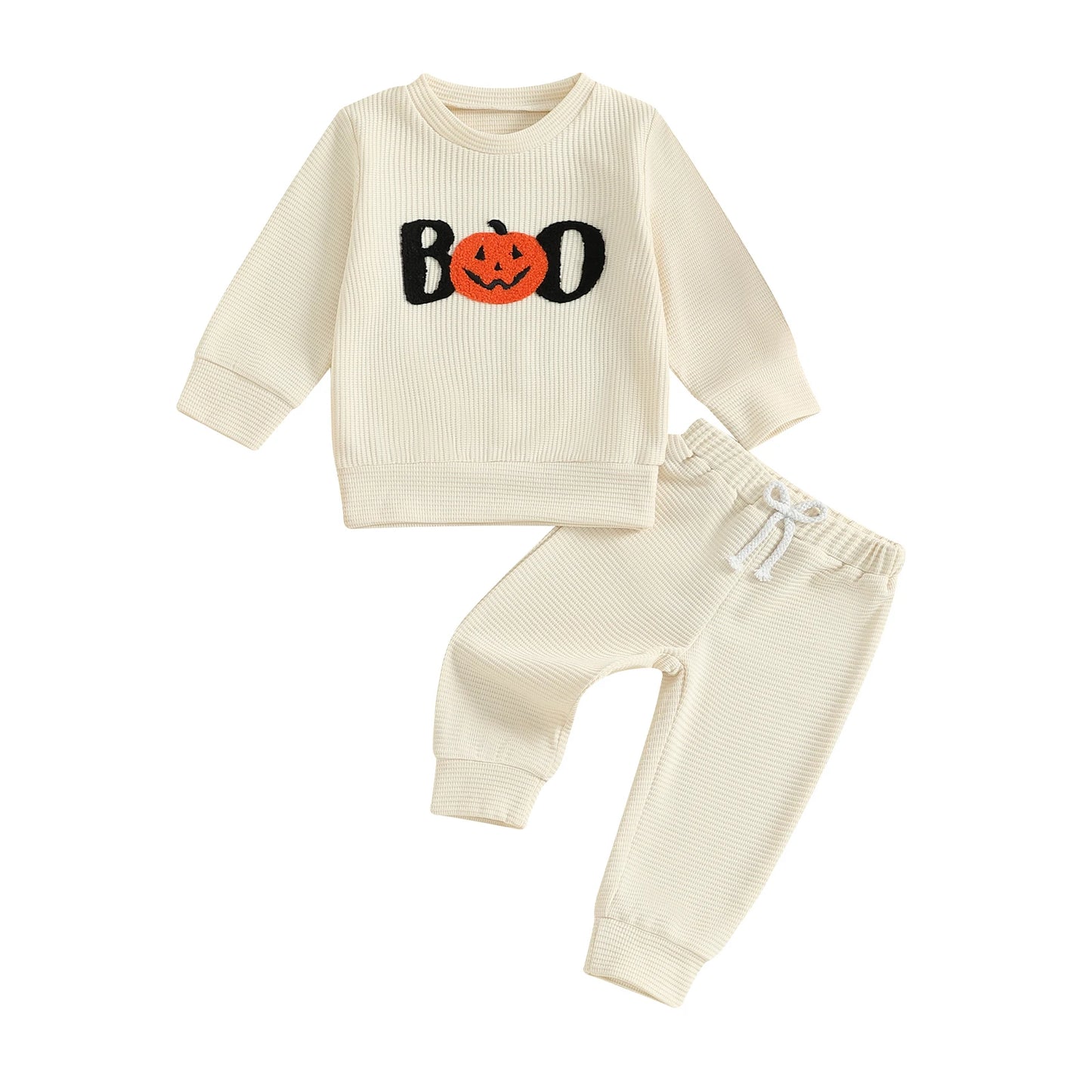 spooky waffle knit kids outfit