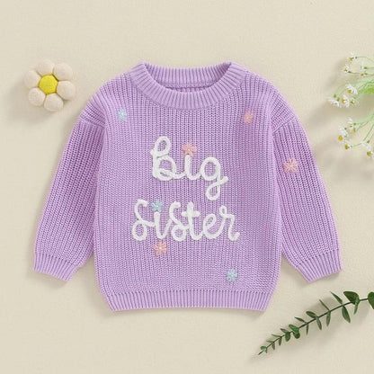 big sister floral kids crew sweater - basil boutique