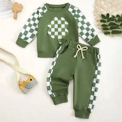 checkered clover kids outfit