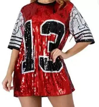 number 13 sequin t-shirt dress - basil boutique