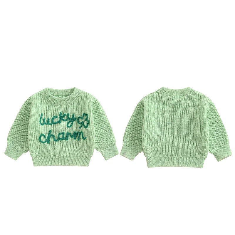 lucky charm knit kids crew sweater