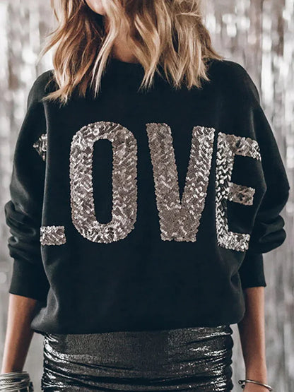 forever love sequin crew sweater