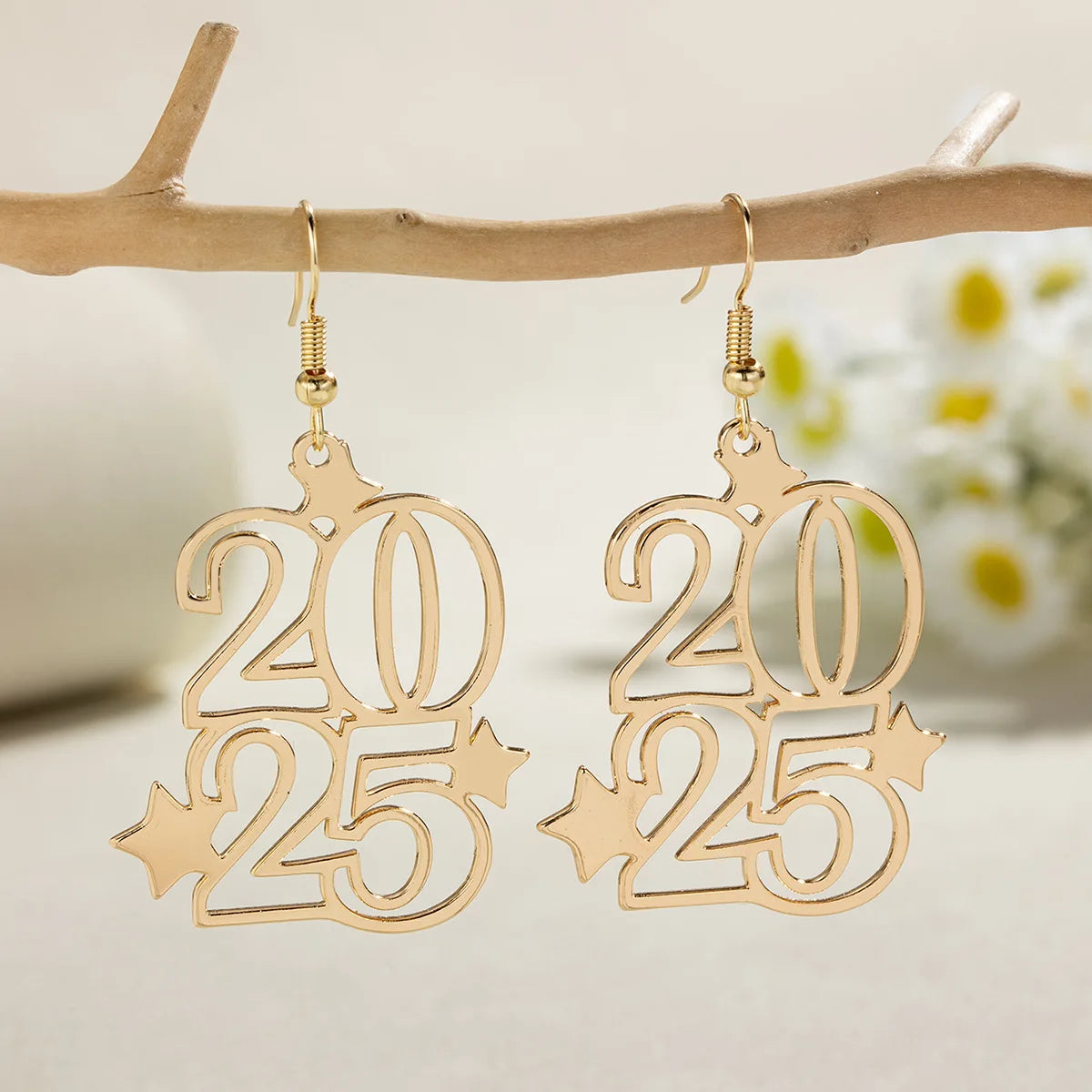 LATS Fashion Personality Alloy Star Cut-out 2025 Dangle Earrings for Women Fit New Year's Eve Welcome Party Jewelry Gift - basil boutique