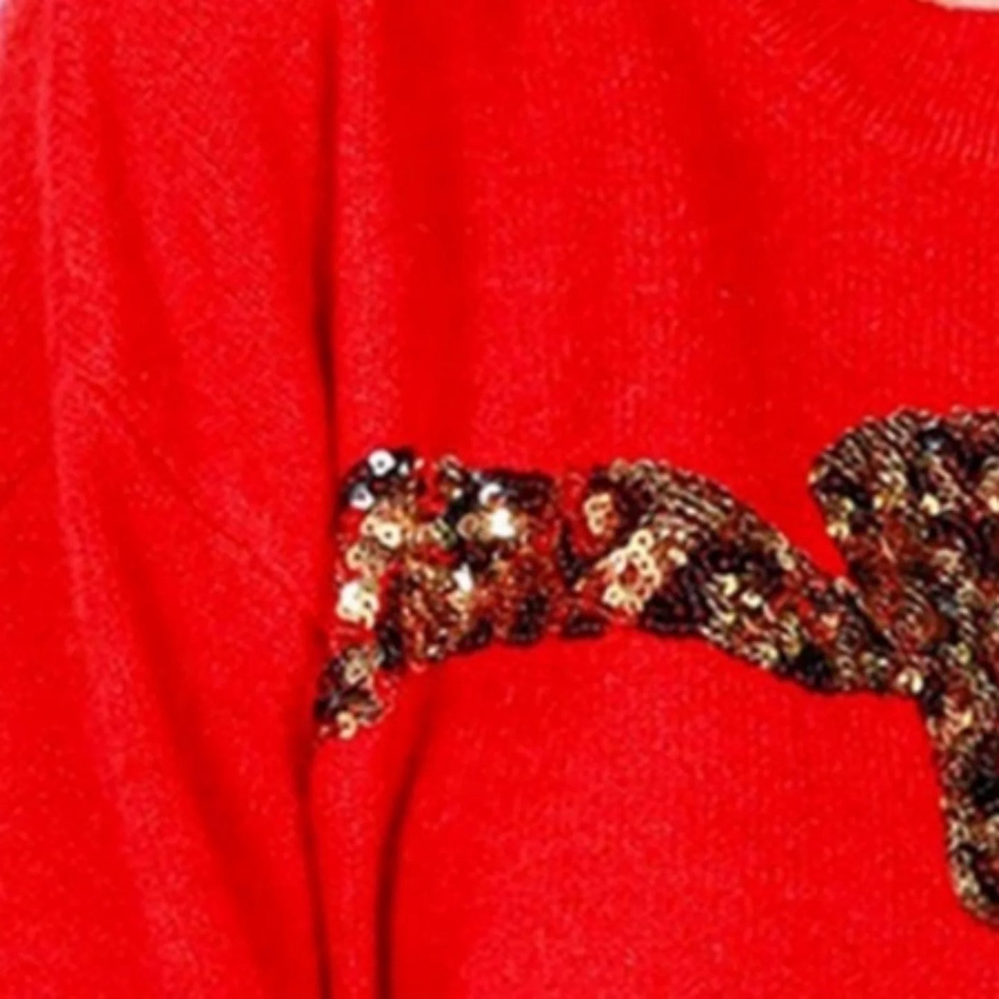 christmas cheetah bow sequin crew sweater