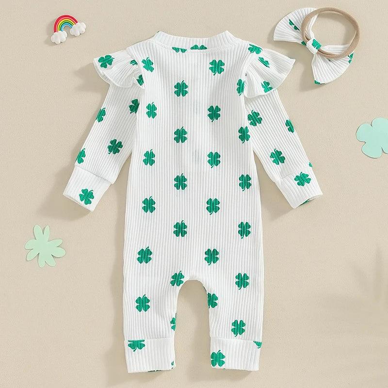 shamrock ruffle onesie - basil boutique