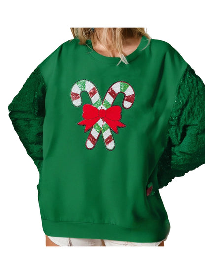 candy cane lane sequin crew sweater