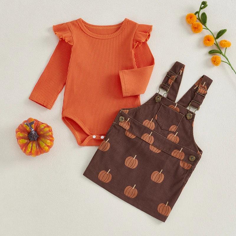 pumpkin overall kids outfit - basil boutique