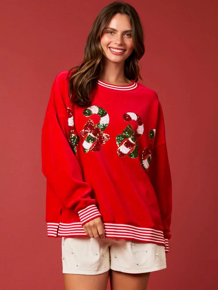 winter wonderland sequin crew sweaters - basil boutique