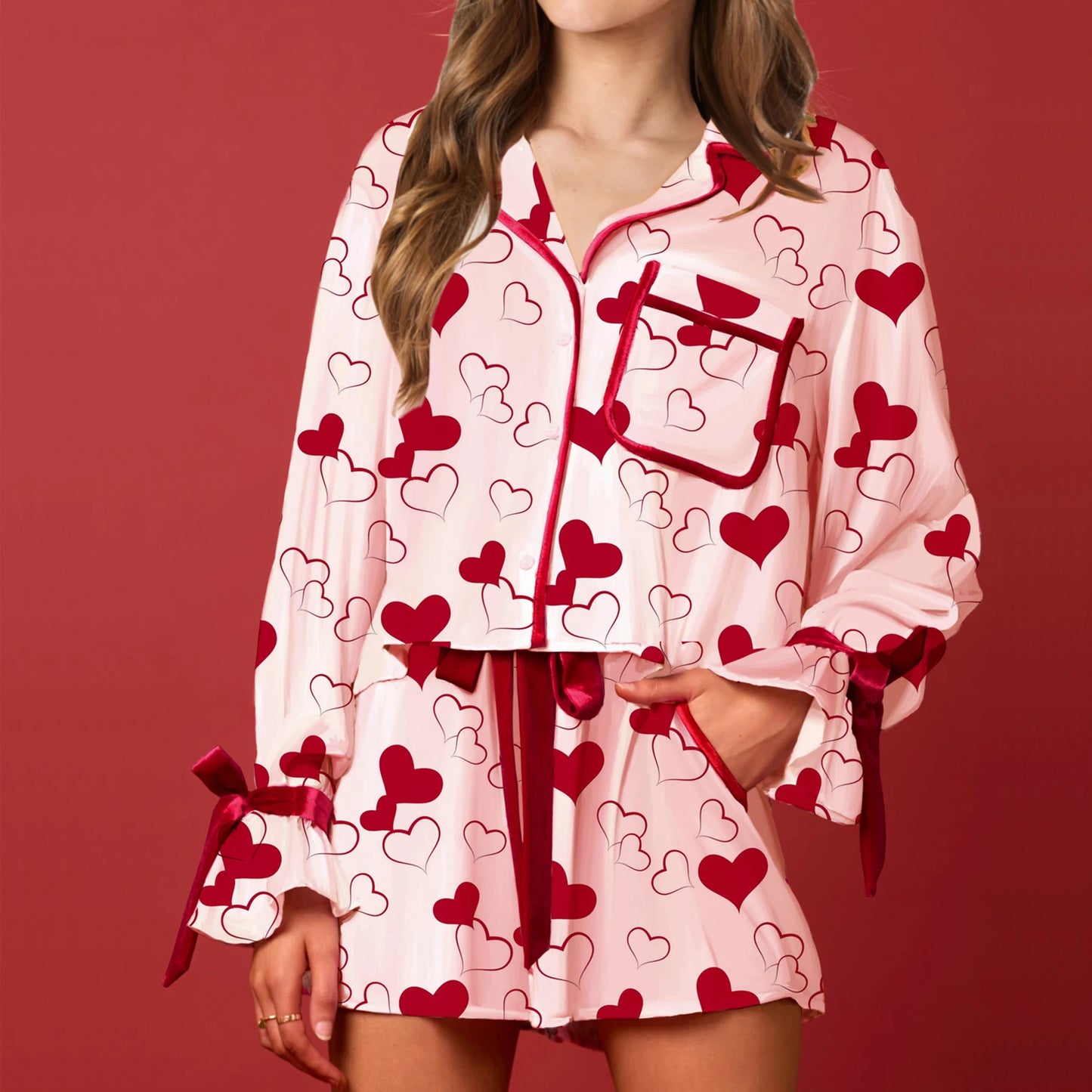 valentine's day bow pajamas